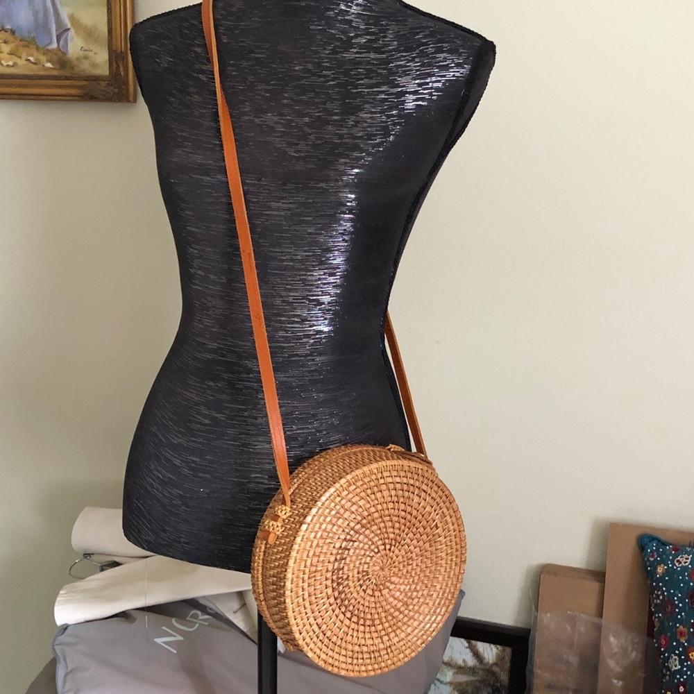 Round Woven Crossbody Bag